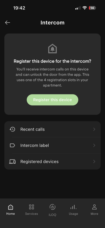 Register your phone as the intercom